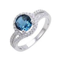 wholesale S925 Sterling Silver with Natural Garnet, Topaz, and Crystal Gemstones for Daily Commute Unisex Ring-Natural London Blue Topaz Ring  US Size 6