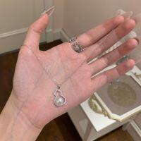 wholesale S925 Sterling Silver Gourd Pendant Pearl Necklace, Light Luxury, Niche, New Chinese Style, Minimalist, Personalized, Abundant Fortune Collarbone Chain-Platinum>925 silver