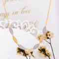 wholesale S925 silver jewelry factory 24 summer new collection small batch design two-tone garo leaf necklace-0-3