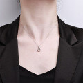 S925 Sterling Silver Luxury Chinese-style Hollow Gourd Pendant Necklace with Diamond Inlay-0-1