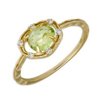 wholesale Zircon, new minimalist commuter irregular peridot white fashion high-end pendant and ring set for women-Peridot and White Zircon Ring Mido No. 5