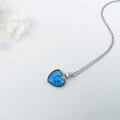 wholesale S925 Silver INS Style Heart-Shaped Opal OPAL Pendant Blue Opal Jewelry Necklace Pendant-0-2