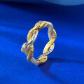 wholesale S925 Silver Two-Tone Entwined Serpent Ring with Snake Skin Texture, Vintage Style Color-Block Design-0-1