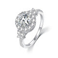 wholesale S925 Sterling Silver Moissanite 1 Carat Main Stone Moissanite Diamond Women's Fashion Ring, A Popular European and American Cross-Border TEMU Best-Seller-0-5