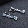 wholesale S925 Silver Natural Gemstone Topaz Stud Earrings, Fashionable and Luxurious French Back Earrings-0-3