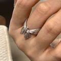 wholesale S925 Sterling Silver Vintage Italian Handcrafted Brushed Satin Butterfly Ring, Exquisite Retro Style for Women-0-2