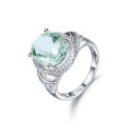 wholesale S925 Sterling Silver Natural Green Amethyst Ring, Fashionably Luxurious Gemstone Setting with 10*12mm Natural Colored Gemstone-0-4