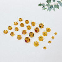 wholesale Metal material first: S925 silver gold-plated diamond-inlaid hollow spacer beads for bracelet necklace stringing accessory DIY semi-finished products-Style 6