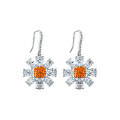 wholesale 925 Sterling Silver Jewelry 5ct High Carbon Diamond Earrings 7*7 Color-Changing Orange Flower Bloom European and American Luxury-0-5
