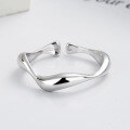 wholesale 925 Sterling Silver Irregular Smooth Wave Pattern Curved Minimalist Open Ring Ins Versatile Women's Ring-0-3