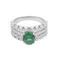 wholesale S925 silver plated with 18k gold ring for women featuring a lace hollow-out design, fresh and elegant, with a 7*9mm lab-grown emerald-0-4