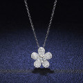 925 Silver Pendant with 1-Carat Moissanite, Camellia Necklace-0-2