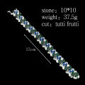 wholesale Metal Material: 925 Silver Gold Plated, High Carbon Diamond Blue-Green Fruit Tassel Light Luxury Fashion Party Jewelry Bracelet for Women-0-1