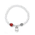 wholesale S925 Sterling Silver Retro Creative Beaded Chain Elastic Cord Lovely Rabbit Connected South Red Agate Bracelet for Women-0-5