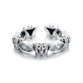 wholesale S925 Sterling Silver Unique Creative Marquise Zircon Crown Hip-Hop Punk Style Unisex Open Ring-0-4
