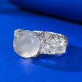 wholesale 925 Silver Natural Shui Mo Yu Ring for Women, High Ice Jade Pigeon Egg with Pavé Zircon-0-1