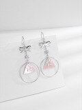 wholesale Sterling Silver Bow with Hoop and Five-Pointed Star Earrings, Niche Design, Sweet and Versatile Dangle Earrings, Wholesale-0-2