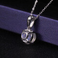 wholesale 925 Sterling Silver Simple and Elegant Natural Cream Blue Moonstone Necklace Women's Round White Moon Gemstone Necklace-0-2