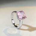 wholesale S925 Sterling Silver European and American Cross-Border Style AliExpress Asscher-Cut Pink Zircon High Carbon Diamond Ring for Women-0-1