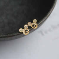 wholesale 9K Gold AU375 Mickey Disney Stud Earrings Cute for Teen Girl Students-9K earrings for one price