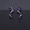 wholesale S925 Silver New Elegant Natural Amethyst Earrings High-End Medium-Long Drop Earrings Gemstone Inlaid-0-2