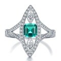 wholesale 925 Silver Ring with Mujing Jewelry's Captivating Paraiba Tourmaline Color, Inlaid Natural Cut Pyramid 6*6, Stunning Eye-Catching European and American Style for Women-0-5