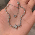 wholesale 925 Silver New Jewelry Live Stream Double-sided Four-point Star Bracelet, Stylish and Elegant, Ins-style Light Luxury Everyday Piece-0-1