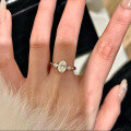 wholesale S925 Sterling Silver 7*9mm Oval High Carbon Diamond Ring Unisex Euro-American Cross-border Ins Style-0-3