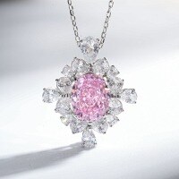 S925 Sterling Silver Full-Drill Pigeon Egg Necklace with High-Carbon Zirconia Lavender Pendant-Light Pink - XL055  Single Pendant