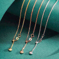 wholesale 18K gold (AU750) Chopard chain women's yellow gold rose gold plain chain with adjustable pull-out extension, minimalist and versatile for layering-0-2