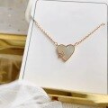 wholesale Sterling Silver Heart Necklace for Women, Small and Fresh, Diamond-Encrusted Star Collarbone Chain, Sweet Mother-of-Pearl Love, Simple and Minimalist, TikTok Live-0-2
