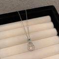 wholesale S925 Sterling Silver White Chalcedony Gourd Necklace, New Chinese-style Icy Clear Double-layer Small Fortune Pendant Exquisite Collarbone Chain Necklace-0-3