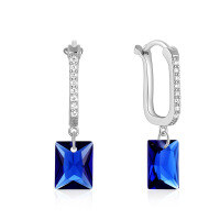 wholesale S925 Sterling Silver U-shaped Colorful Zircon Ear Climbers, Daily Hoop Earrings For Women, Ins Style Earrings With A Sense Of High-end-Platinum 925 silver