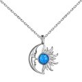 wholesale S925 Sterling Silver Cross-Border New Opal Series Moon and Sun Design Pendant Necklace for Women Wholesale-0-6