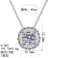 S925 Silver Moissanite Luxury Tapered Square Pendant Necklace-0-3