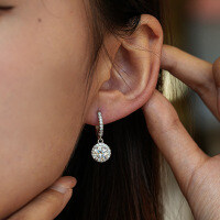 S925 Silver Moissanite Luxury Round Earrings Wholesale Factory-carat (moissanite)