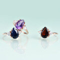 wholesale Rose Gold S925 Sterling Silver Inlaid Sapphire Ring with a Premium Luxurious 8*12mm Gemstone-0-2