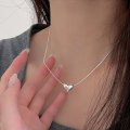 wholesale S925 Sterling Silver Snake Chain Love Heart Necklace for Women, Korean Summer Versatile New Design Minimalist High-End Sense Pendant Necklace-0-4