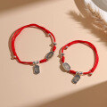 wholesale S925 Sterling Silver Abacus Red Rope Retro Bracelet, Niche Design for Birth Year Gift for Boyfriend/Girlfriend, Couple's Rope Bracelet-0-1