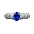 wholesale S925 Silver New Oval Simulated Sapphire 5*7mm Dàn Shaped Ring, Elegant and Luxurious with Personality by Zhuozhifan Jewelry-0-4