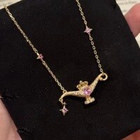 wholesale S925 sterling silver Aladdin lamp style brushed pendant necklace,-Gold>925 silver