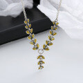 wholesale S925 Sterling Silver Drop Spliced Resin Yellow Plant Wheat Stalk Design Necklace, Creative Style, Light Luxury for Women-0-3