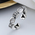 wholesale S925 Sterling Silver Retro Lip-shaped Zircon Crown Open Ring, Vogue Magazine-style Design Ring-0-2