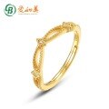 wholesale S925 Sterling Silver Gold-Plated Japanese New Fashionable V-Cut Hollow Out Diamond-Inlaid Pinky Ring for Wholesale-0-0