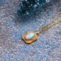 wholesale S925 silver leaf opal pendant necklace, lightweight luxury carved, retro and versatile, Korean and Japanese fashion trend-0-0