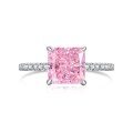 wholesale S925 Sterling Silver Cross-Border Women's Ring with 8A Ice Flower Zircon, Sparkling Pink Geometric High-Carbon Diamond, Fresh and Sweet-0-6