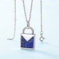 wholesale S925 Sterling Silver New Lapis Lazuli Lock Core Pendant Choker Necklace Fashion Niche Design Wholesale from Manufacturer-0-1
