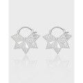 wholesale S925 sterling silver 764 Korean version small and unique ins minimalist style elegant round bead edge maple leaf design earrings for women-0-0