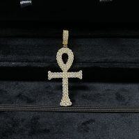 wholesale 925 Sterling Silver Cross Pendant with D Color Moissanite VVS1, Full Stone Embedded European and American Hip Hop Style Moissanite Necklace Wholesale-Gold Single Pendant - MS186 (Moissanite)  925 Silver