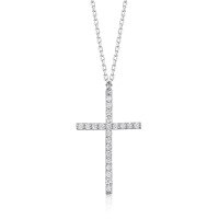 wholesale S925 Sterling Silver Micro-Inlaid Zircon Cross Necklace Fashion Minimalist Classic Versatile Pendant Collarbone Chain-23164 925 silver
